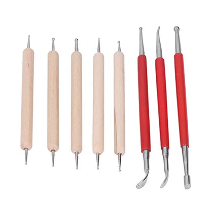 Double End Tracing Dotting Stylus, Small Portable Engraving Stylus Set with Stainless Steel Tips for Modeling Carving Smoothing Clay Ceramic Sculpture DIY Crafts
