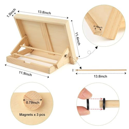 Kids Tabletop Art Easel with Paper Roll Dispenser | Adjustable Portable Desk & Table Top Painting Drawing Stand (13.8" x 11.4", Without Paper Roll)