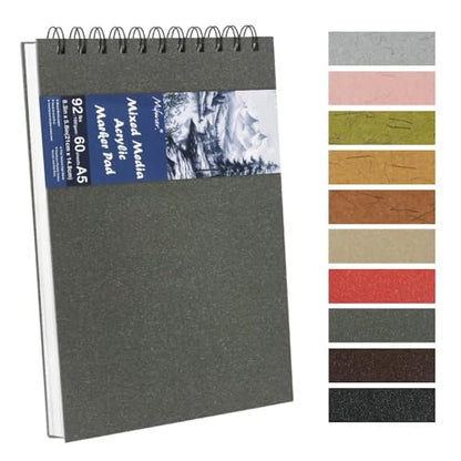 8.3x5.8 Sketch Book, Top Spiral Bound Sketch Pad, 60sheets 92lb/150gsm Bright White Paper, Acid-Free Mixed Media Paper for Painting, Dawing & Art Supplies. B-Darkgrey - color: TopSpiral-BrightWhite-Dark Grey