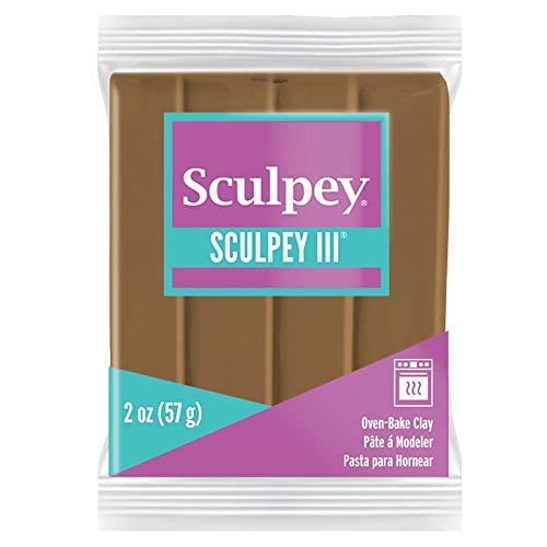 Sculpey III® Polymer Oven-Bake Clay, Hazelnut Brown, Non Toxic, 2 oz. bar, Great for modeling, sculpting, holiday, DIY, mixed media and school projects.Perfect for kids & beginners!