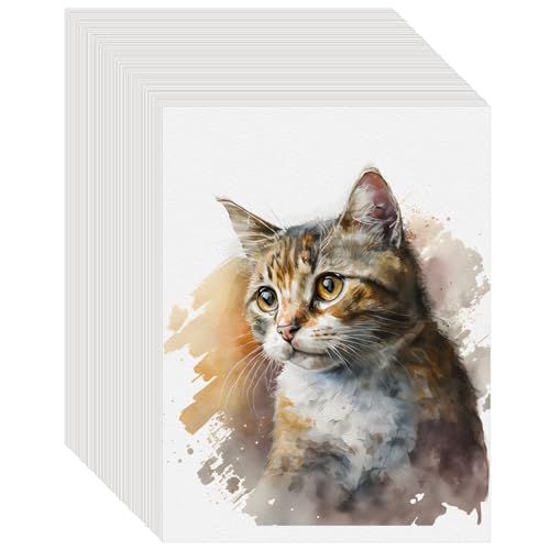 100PCS 8.5x11 Watercolor Paper Bulk, 140lb/300g Cold Press Thick Water Color Paper Pad for Child Adult, White Art Paper for Drawing Painting Markers Gouache, Textured Cotton Paper Sheets - color: White-100pcs, size: 8.5x11
