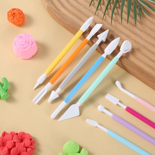 Clay Sculpting Tools Set 9 Pcs Air Dry Clay Tools Double-Head Modeling ClayTool for Pottery, Polymer, Air Dry Clays, Modeling, Shaping, Cake Decoration