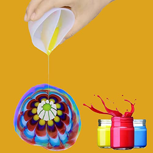 6Pcs/Set Flower Pour Cups Silicone Split Cup for Paint Pouring Acrylic Pouring Flower Strainers Fluid Art Pour DIY Resin Molds for Making Painting Tools Drawing Accessories (White) - color: White