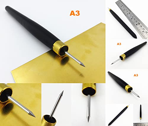 4pcs Printmaking Print Mezzotint Copperplate Woodcut Resin Board Intaglio Point Engrave Etching Leathercraft Carving Needle Pen Scraper Scriber Groove Lineation Tracer Presser Burnisher Tool Set