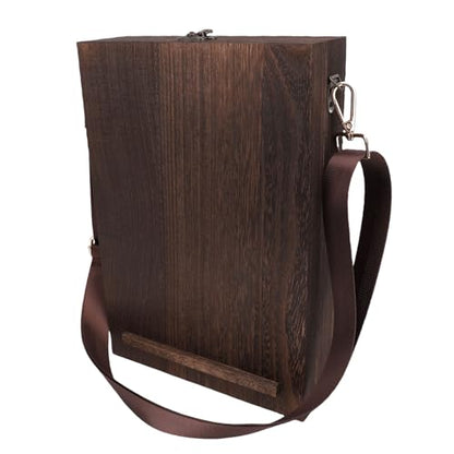 NOENNULL Wooden Writer Messenger Box Handmade Multifunctional Artist Tool Organizer with Adjustable Compartments Portable Sketch Box