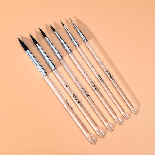 Watercolor Paint Brushes Set,Detail Line Brush,Short Handle Brushes, Soft Synthetic Hair, Pointed Round Mop Brush for Watercolor, Acrylic, Gouache, Aquarelle & Oil Painting, 6 Pcs Set