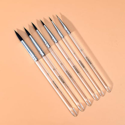 Watercolor Paint Brushes Set,Detail Line Brush,Short Handle Brushes, Soft Synthetic Hair, Pointed Round Mop Brush for Watercolor, Acrylic, Gouache, Aquarelle & Oil Painting, 6 Pcs Set