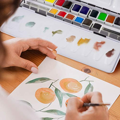SENNELIER L'Aquarelle French Watercolor Paint, Metal Set of 18 Half Pans