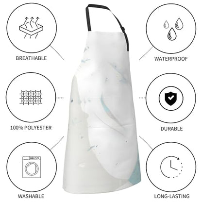 Round watercolor painting Heavy Duty Waterproof Apron with Pockets for AdultsResistant Grilling, Gardening, Painting - color: Blue and White Art