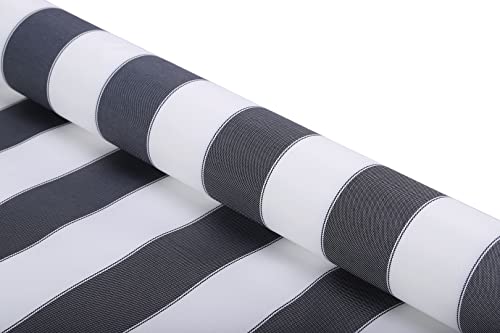 Stripe Canvas Awning Fabric Waterproof Outdoor Fabric 60" Black/White (1 Yard) - color: Black-white