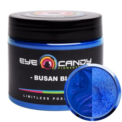 Eye Candy Pigments Premium Blue Mica Powder - Busan Blue (50gr) - for Epoxy, Resin, Soap, Paint, Woodworking, Acrylic Pouring, Bath Bombs, Fishing Lures - DIY Arts and Crafts Additive - color: Busan Blue