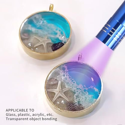UV Resin Kit with Light - 50g UV Glue & Resin Glue for Jewelry Repair, Plastic Welding,Windshield Repair - Fast Curing in Seconds, Portable Design for Crafts, Glass, DIY Decor