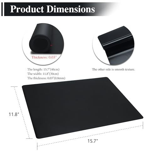 2Pcs Black Silicone Placemats, 15.7"x 11.8" - Kitchen Counter & Baking Silicone Mats - color: Black, size: 15.7"x 11.8"