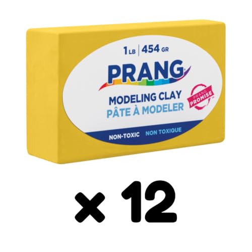 Prang Modeling Clay, Yellow, 1 lb. Block, Case of 12 Blocks, 192 oz. Total | Pliable, Non-Hardening, Non-Staining, Easy Clean-Up, Perfect for Preschool and Elementary Aged Children - color: Yellow, size: 1 lb. (Pack of 12)