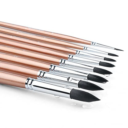 Transon 8pcs Round Watercolor Paint Brush Set Goat Hair for Watercolors,Acrylics,Inks,Gouache,Oil and Tempera - color: Champagne