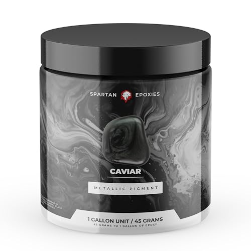 Spartan Epoxies Metallic Pigment Powder for Epoxy - 30 Unique Colors, 4oz for 1 Gallon and 12oz for 3 Gallons of Clear Epoxy, Made in the USA (Caviar, 4oz (45 Grams)) - color: Caviar, size: 4 oz (45 grams)
