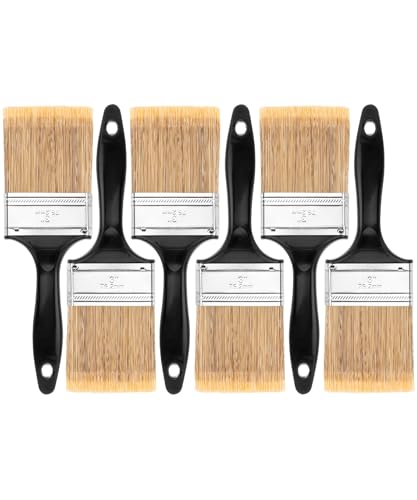 Bates- Paint Brushes, 3-Inch, 6 Pack, Plastic Handle Flat Paint Brushes | for Walls, Furniture, Wood Surfaces, Interior Painting & Home Improvement Projects