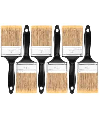 Bates- Paint Brushes, 3-Inch, 6 Pack, Plastic Handle Flat Paint Brushes | for Walls, Furniture, Wood Surfaces, Interior Painting & Home Improvement Projects