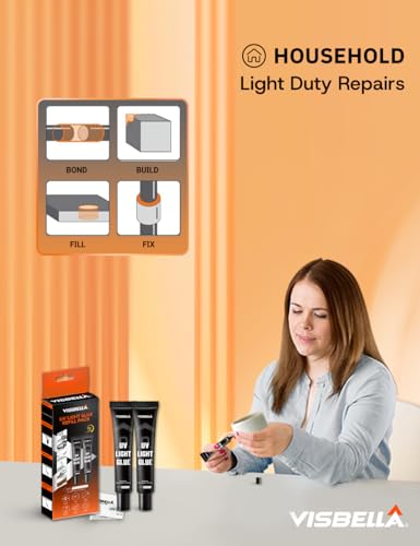 Visbella UV Glue Refill Pack for the UV Resin Liquid Plastic Welding Kit with Light, UV Lamp not Included, Cured in Seconds Bond Repair for Metal, Wood, Ceramic, Glass, Jewelry & More, 2 Tubes