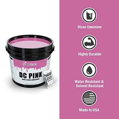 Ecotex® DC Pink Screen Printing Emulsion (Gallon - 128oz.) Diazo Required Photo Emulsion for Silk Screens and Fabric - for Screen Printing Plastisol Ink and Water Based Ink, Screen Printing Supplies - size: 128 fl oz