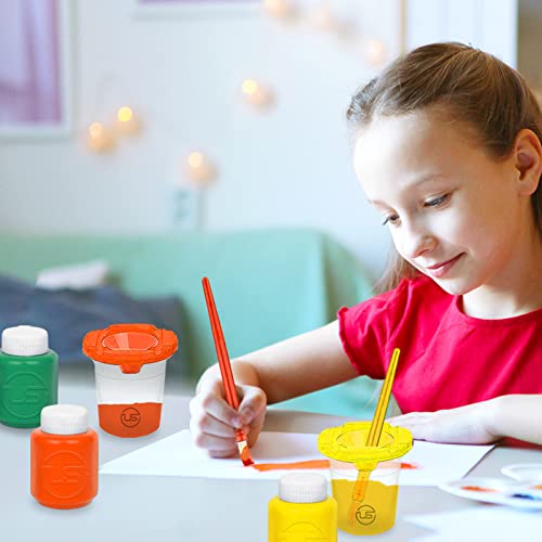 Paint Cups with Lids for Kids – 10 Paint Containers with Lids, 10 Toddler Paints Brushes – Toddler Art Supplies No Spill Painting Cups - size: 10 Pack