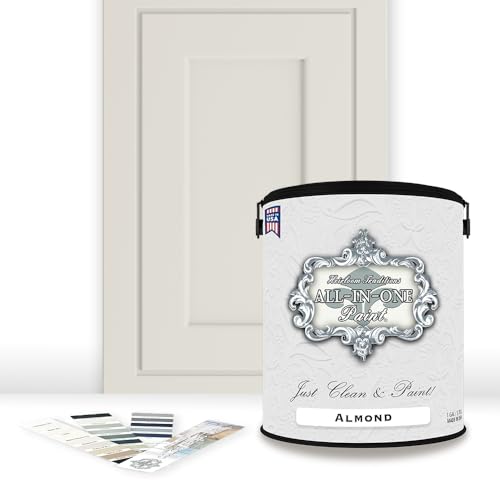 ALL-IN-ONE Paint by Heirloom Traditions, Almond (Neutral White), Gallon - Durable cabinet and furniture paint. Built in primer and top coat, no sanding needed. Includes our 30 featured color card. - color: Almond, size: 128 Fl Oz (Pack of 1)