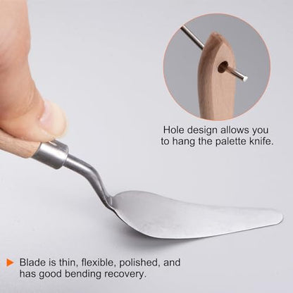 HARFINGTON 4pcs 13# Painting Palette Knife Pointy Stainless Steel Art Spatula Painting Pallet Knives Scrapers Tools with Plastic Handle for Acrylic Oil Canvas Mixing Spreading - size: 85mm x 23.3mm
