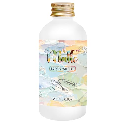 Matte Varnish for Acrylic Painting，200ml Acrylic Paint Varnish，Clear Varnish Keeps Paintings from Yellowing, Cracking, Maintains Permanent Color（Matte） - size: matte