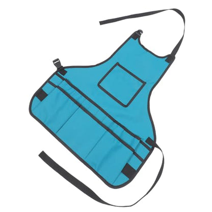 Gardening Apron with Multi Pockets Back Storage Apron for Men Women Artists Gardeners Toolkits Organizer Sky-blue