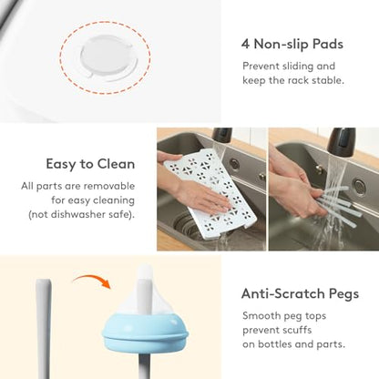 Lifewit Baby Bottle Drying Rack with Tray, Portable Bottle Drying Tree for Home & Travel, Space Saving Dryer Holder for Nipples, Pump Parts, Pacifiers Storage, Newborn Essentials, BPA Free