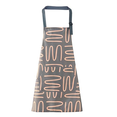 Floral Aprons with Pocket Blooming Women Waterproof Apron Adjustable Neck Long Ties Women Men Cook Baking Garden - color: Brown Stripe