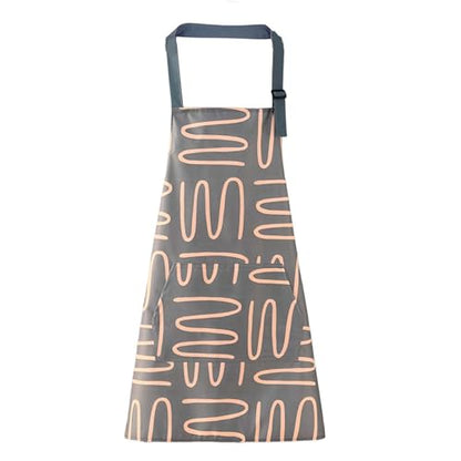 Floral Aprons with Pocket Blooming Women Waterproof Apron Adjustable Neck Long Ties Women Men Cook Baking Garden - color: Brown Stripe