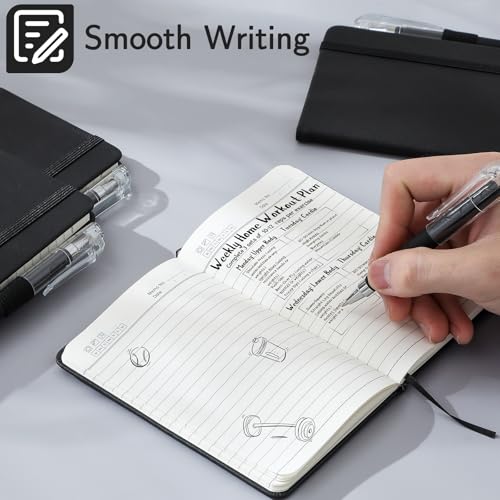 NETANY 4 Pack Small Notebook Pocket Notebook, A6 Mini Leather Hardcover Journal, 3.7" X 5.7", 416 Pages Note Pads, Black - color: Black