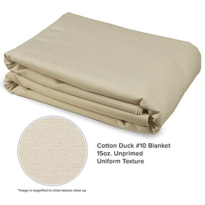 Cezanne Unprimed Cotton Duck Deluxe Canvas - 15 oz. 72" x 6 Yards w/ 10" Right-Handed Canvas Shears for Artists, Painting, and Stage Design