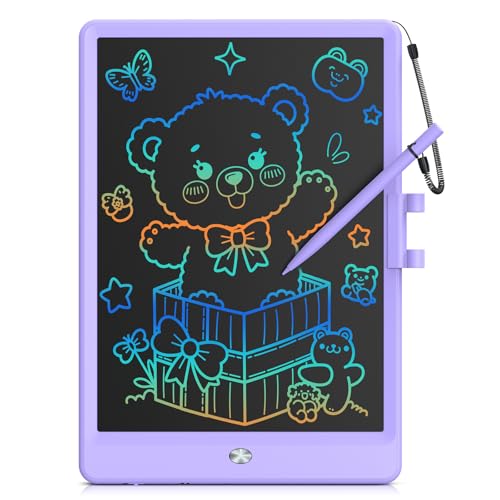Bravokids 10 Inch LCD Writing Tablet for 3-8 Year Olds - Electronic Drawing Pad and Doodle Board as Educational Birthday Gifts for Girls and Boys (Purple) - color: Purple, size: 10 inch