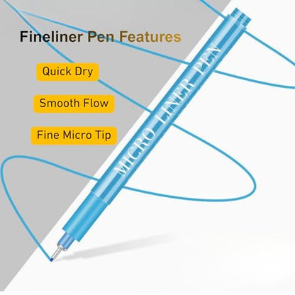 12 Colors Fineliner Pens Set, 0.5mm Fine Point Needle Tip Pens, No Bleed Waterproof Archival Ink for Drawing, Bullet Journal, Bible Journaling, Note Taking