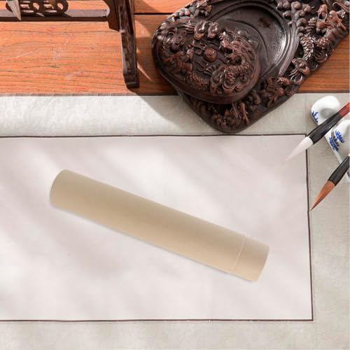 GANAZONO Extendable Scroll Storage Box 13.58 Inch Kraft Paper Calligraphy Scroll Holder Adjustable Painting Poster Document Mailing Tube - color: Khaki