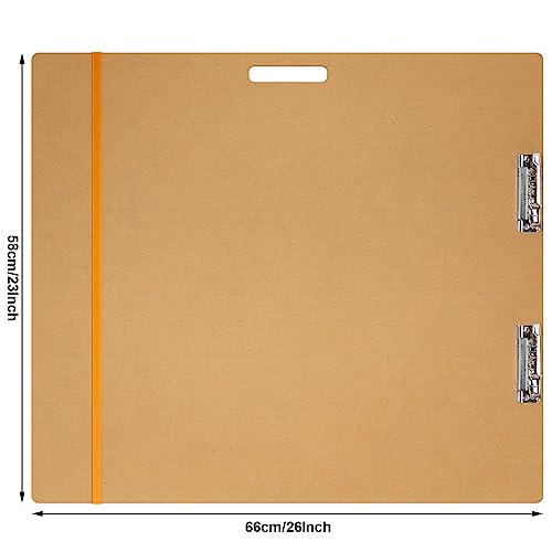 Lincia 4 Pcs Artist Sketch Tote Board with Clips Handle Rubber Band, 5 mm Thickness Drawing Painting Clipboards Large Portable Lightweight Brown Pad for Class Artists Student (23 x 26 Inch) - size: 23 x 26 Inch