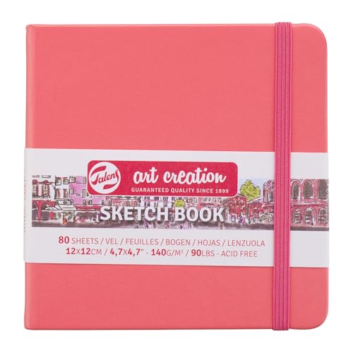 Royal Talens Japan T9314-314M 441874 Art Creation Sketchbook, Drawing Notebook, 4.7 x 4.7 inches (12 x 12 cm), Coral Red - color: coral red, size: 12×12cm