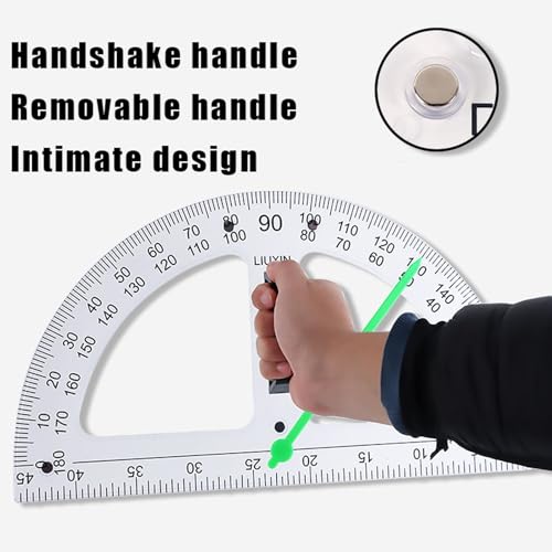 Magnetic Geometry Tool, Protractor, Triangle Rulers Easy Attachment Blackboard Measurement Kit, Teacher Board Protractor Multi-Purpose Kit Large (Transparent-4pc) - style: Transparent-4pc