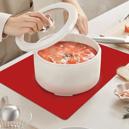 Silicone Placemats, Food-Grade Non-Slip Waterproof, Dining, Countertop Protector, Kitchen Counter Mat, Heat Resistant, Baking mat Dishwasher Safe - color: Red, size: 15.7 x 11.8 in - 2pcs (0.03 in)