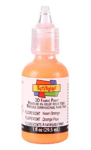 Scribbles 3D Fabric Paint: Fluorescent Orange, 1 oz - color: Orange, size: 1 Fl Oz (Pack of 1)