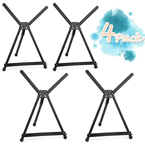Falling in Art Aluminum 15" to 21" Tabletop Easel Display, Black Tripod with Rubber Feet, Holds Canvas, Paintings, Books, Photos, Signs (4 Pack) - style: 4 PACK