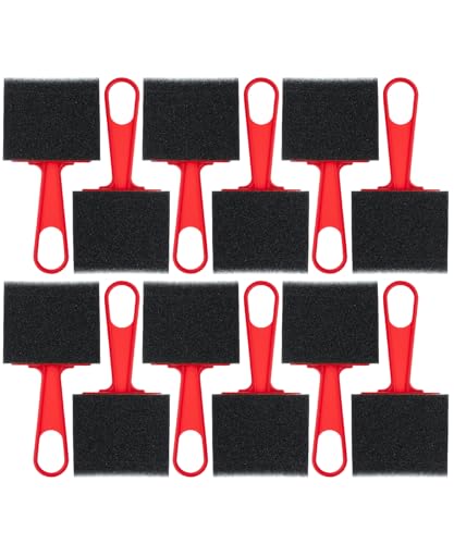 Bates Foam Paint Brushes, 3-Inch, 12 Pack, Red Handle, Sponge Paint Brush, Foam Brushes for Painting & Staining - color: Red Handle