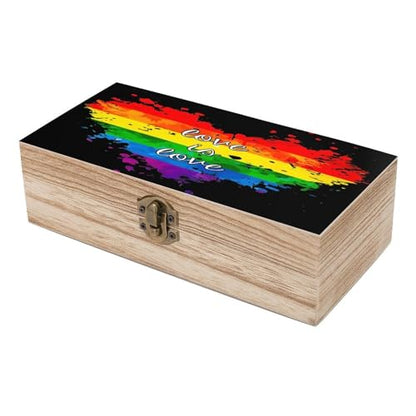 Rainbow Pride Love Is Love Jewelry Box Wooden Rustic Multi-Purpose Organizer with Front Clasp for Jewelry, Crafts, Accessories & Small Items - color: style-4