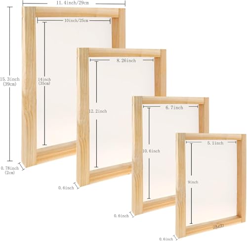 Caydo 31 Pieces Screen Printing Starter kit Include 4 Different Size of Wood Silk Screen Printing Frame with 110 Mesh, Squeegees, Inkjet Transparency Film, Ink Knife, Gloves and Mask Tape - style: 31pcs