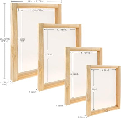 Caydo 31 Pieces Screen Printing Starter kit Include 4 Different Size of Wood Silk Screen Printing Frame with 110 Mesh, Squeegees, Inkjet Transparency Film, Ink Knife, Gloves and Mask Tape - style: 31pcs