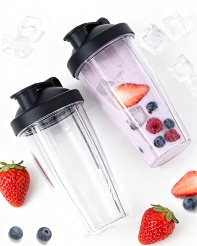 ICUCINA - 28 Oz Blender Cup Replacement with To-Go Lids, Cups for Protein Shakes, BPA Free Smoothie Cups (Pack of 2) - size: 28 Ounces