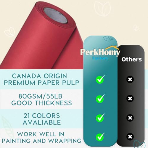 SMART&CASUAL 15" x 450" (37.5') Kraft Paper Roll for Art Craft Supplies Gift Wrapping Moving Packing Painting Drawing Paint Easel Poster Chart Paper (Red, 15" W x 450" L (37.5')) - color: Red, size: 15"W x 450"L ( 37.5' )