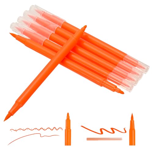 PATIKIL Dual Brush Markers, Light Orange Fine and Brush Tip Pen Artist Colored Marker Set Supplies for Adult Coloring Books Lettering Journaling Calligraphy Drawing Doodling, 6 Pcs - color: Light Orange